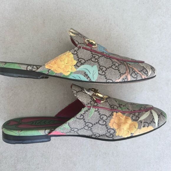 Gucci Princetown Multicolor GG Canvas Horsebit Tian Print Mules EU 37 US 7 - Picture 4 of 9